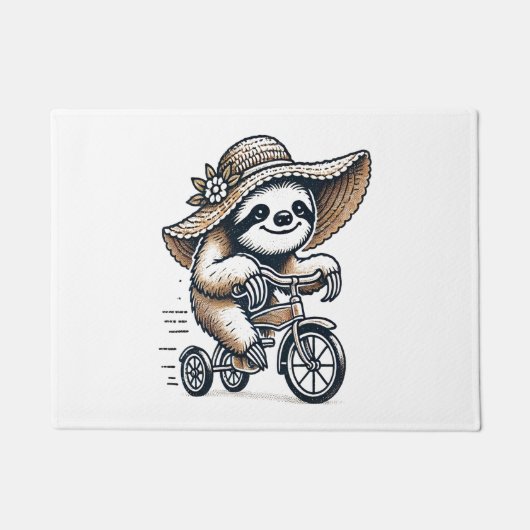 Sloth Riding Bike Deurmat (Voorkant)