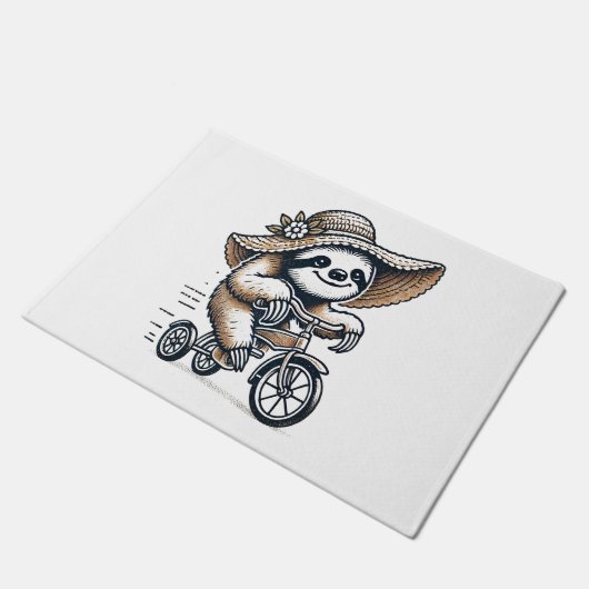 Sloth Riding Bike Deurmat (Schuin)