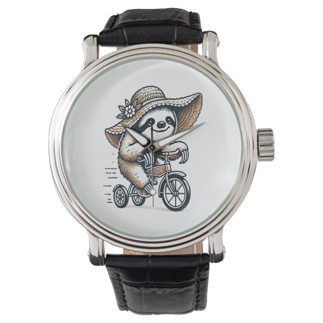Sloth Riding Bike Horloge (Voorkant)