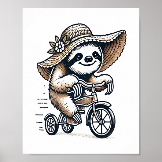 Sloth Riding Bike Poster (Voorkant)