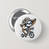 Sloth Riding Bike Ronde Button 5,7 Cm (Voorkant /achterkant)
