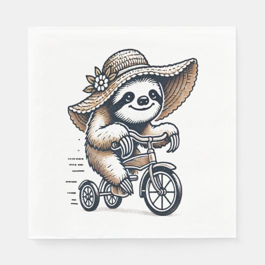 Sloth Riding Bike Servet (Voorkant)
