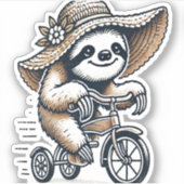 Sloth Riding Bike Sticker (Voorkant)