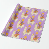 Sloth Riding Llama Birthday Cadeaupapier (Uitgerold)