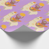 Sloth Riding Llama Birthday Cadeaupapier (Hoek)