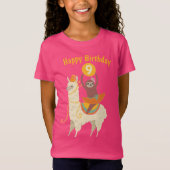 Sloth Riding Llama Birthday Custom T-shirt (Voorkant)