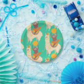 Sloth Riding Llama Birthday Papieren Bordje (Feest)