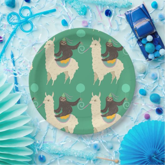 Sloth Riding Llama Birthday Papieren Bordje (Feest)