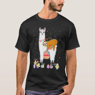 Sloth Riding Llama Eggspert Easter Egg Hunt T-shirt