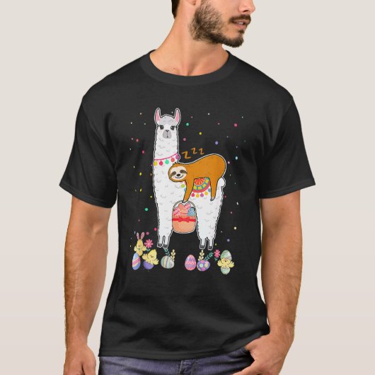 Sloth Riding Llama Eggspert Easter Egg Hunt T-shirt (Voorkant)