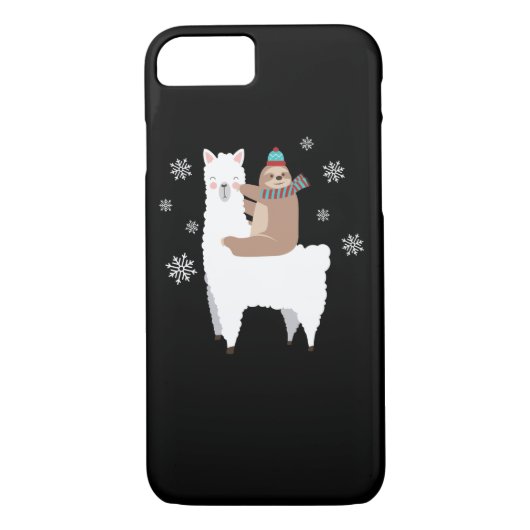 Sloth Riding Llama Funny Kerstmis Scarf Santa Hat Case-Mate iPhone Case (Achterkant)