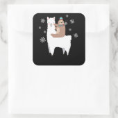 Sloth Riding Llama Funny Kerstmis Scarf Santa Hat Vierkante Sticker (Tas)