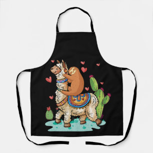 Sloth Riding Llama Funny Valentines Day Schort