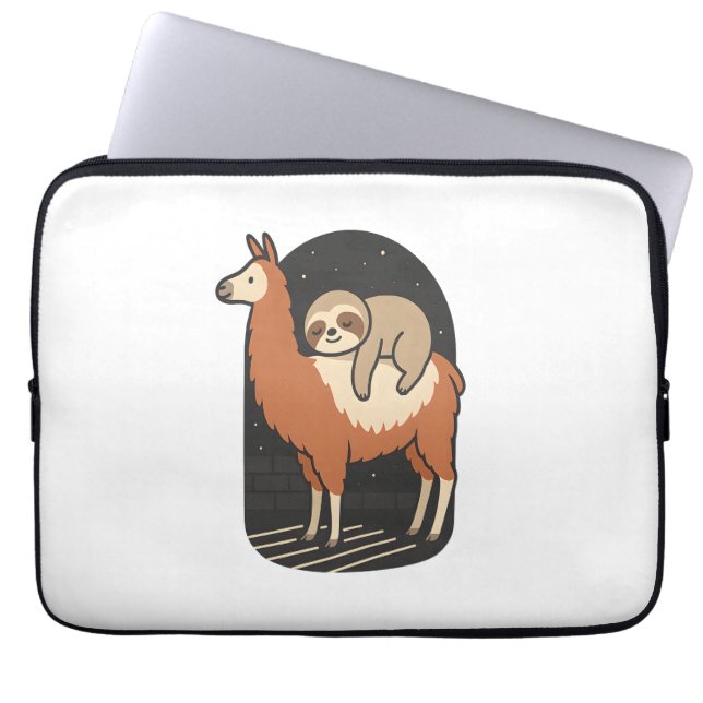 Sloth Riding Llama Laptop Sleeve (Voorkant)