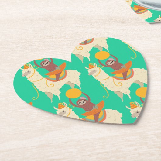 Sloth Riding Llama Pattern Kartonnen Onderzetters (Gekanteld)