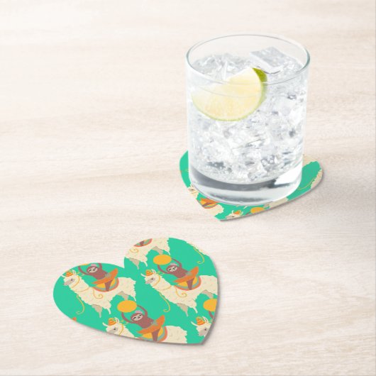 Sloth Riding Llama Pattern Kartonnen Onderzetters (Insitu)