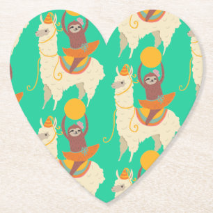 Sloth Riding Llama Pattern Kartonnen Onderzetters