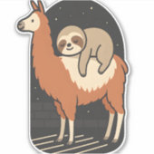 Sloth Riding Llama Sticker (Voorkant)