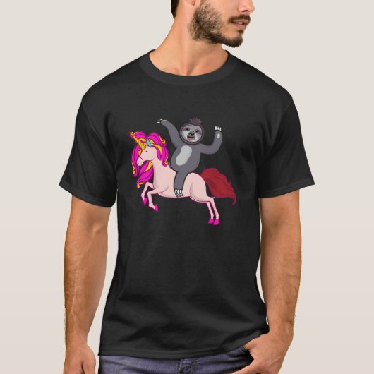 Sloth Riding Unicorn Funny Animal T-Shirt (Voorkant)