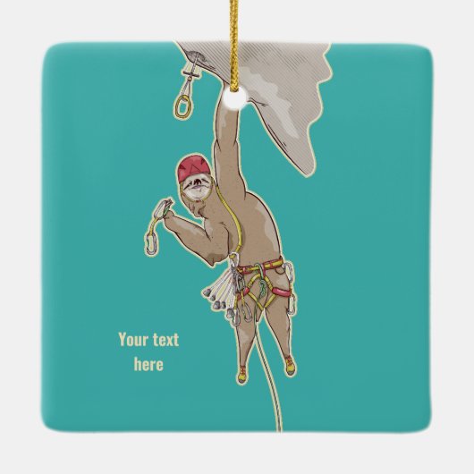 Sloth Rock Climber Trad-uitrusting Keramisch Ornament (Achterkant)