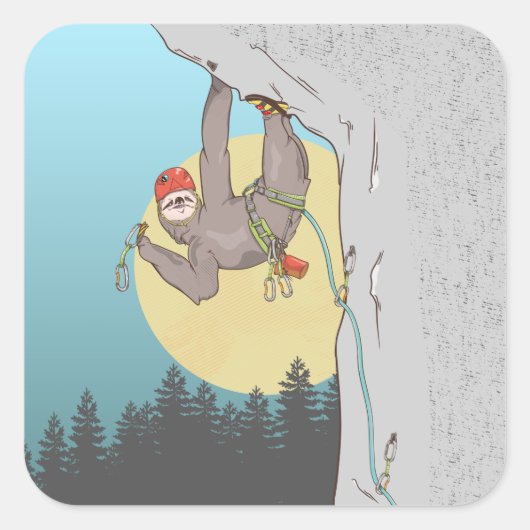 Sloth Rock climbing Vierkante Sticker (Voorkant)