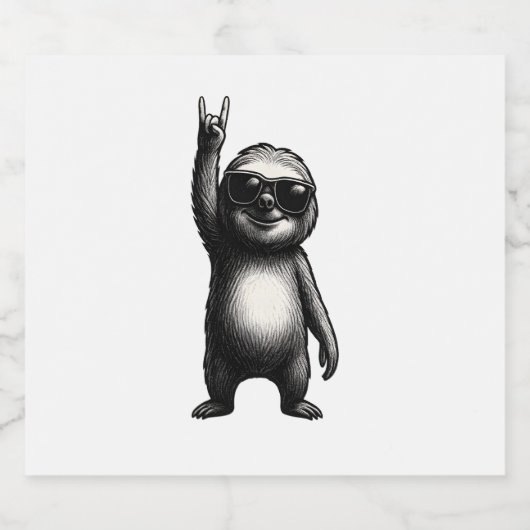 Sloth Rocking Dance Sparkling Wijnetiket (Enkel label)