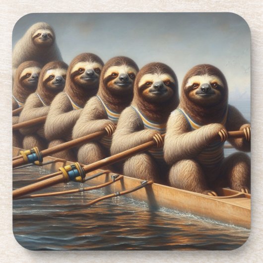 Sloth Roeiteam Bier Onderzetter (Voorkant)