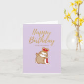 Sloth Royalty Birthday Kaart (Gele Bloem)