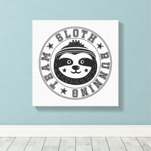 Sloth Running Canvas Afdruk (Insitu (Houten vloer))