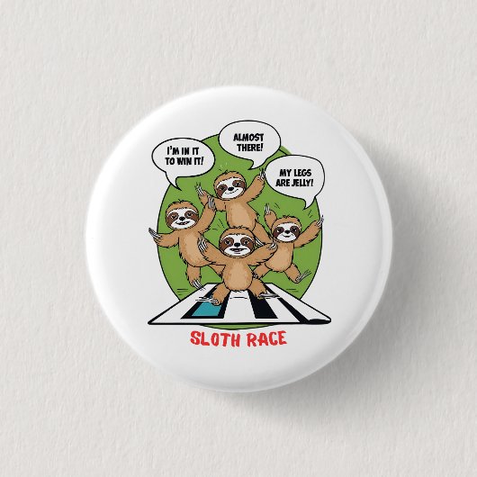 Sloth Running Ronde Button 3,2 Cm (Voorkant)