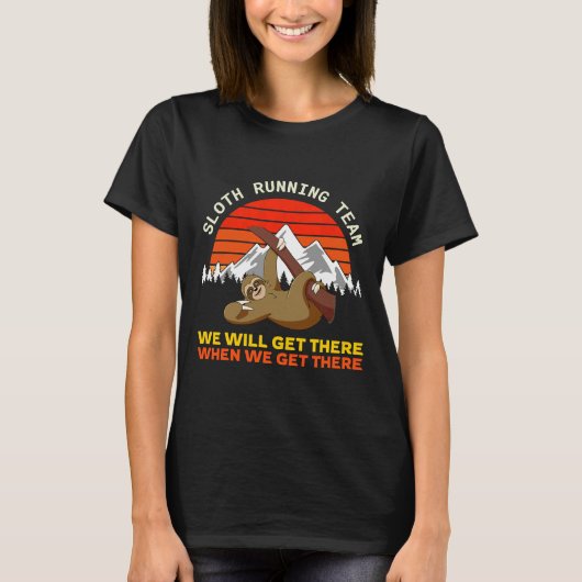 Sloth Running Team Retro Funny Sticker T-shirt (Voorkant)