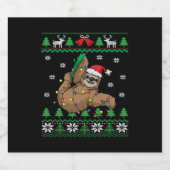 Sloth Santa Funny Holiday Sloth Lover Lelijk Sparkling Wijnetiket (Enkel label)