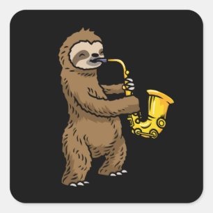 Sloth Saxophone Vierkante Sticker