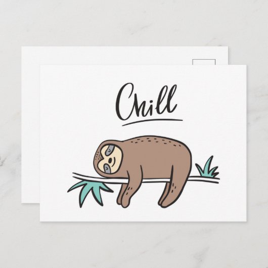 Sloth Says Chill Briefkaart (Voorkant / Achterkant)