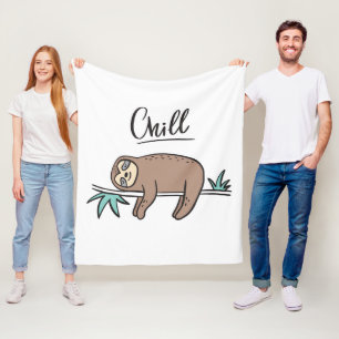 Sloth Says Chill Fleece Deken