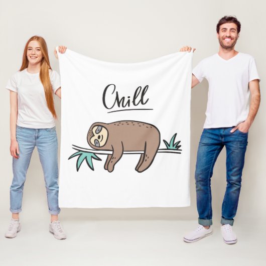 Sloth Says Chill Fleece Deken (In situ)
