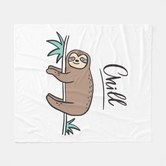 Sloth Says Chill Fleece Deken (Voorkant (Horizontaal))