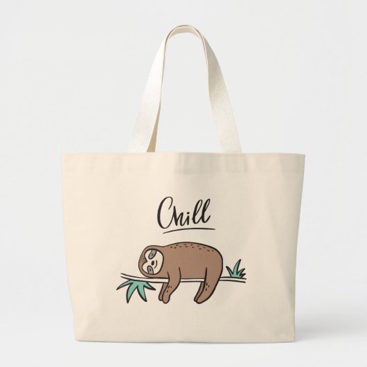 Sloth Says Chill Grote Tote Bag (Voorkant)