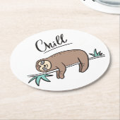 Sloth Says Chill Ronde Kartonnen Onderzetter (Gebogen)