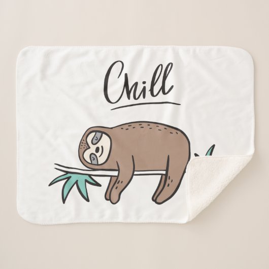 Sloth Says Chill Sherpa Deken (Voorkant (horizontaal))