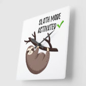 Sloth Says | Sleufmodus geactiveerd Vierkante Klok (Hoek)