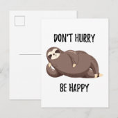 Sloth Says | Wees niet snel gelukkig Briefkaart (Voorkant / Achterkant)