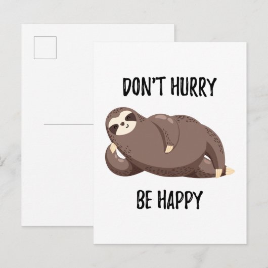 Sloth Says | Wees niet snel gelukkig Briefkaart (Voorkant / Achterkant)