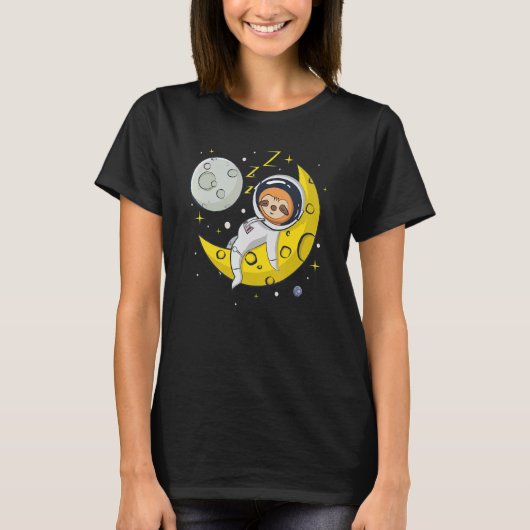 Sloth Sleeping on The Moon Cute Astronaut Sloth T-shirt (Voorkant)