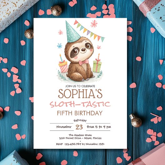Sloth sloth-tastic kids birthday kaart
