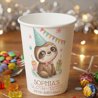 Sloth sloth-tastic kids birthday papieren bekers