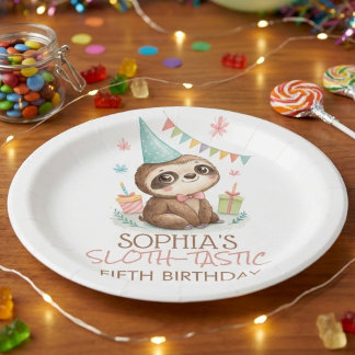 Sloth sloth-tastic kids birthday papieren bordje
