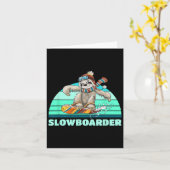 Sloth Slowboarder Snowboard Pun Kaart (Gele Bloem)