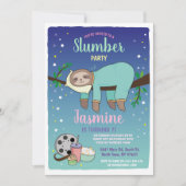 Sloth Slumber Party Verjaardag Blauwgroen Films Po Kaart (Voorkant)