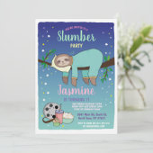 Sloth Slumber Party Verjaardag Blauwgroen Films Po Kaart (Staand voorkant)